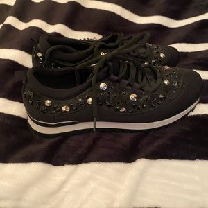 Black and white jewelled sneakers Italian